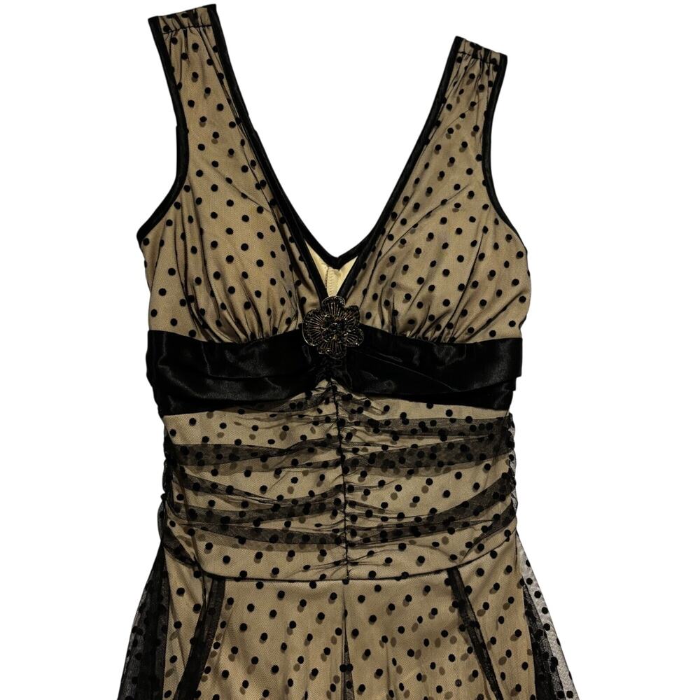 Vintage Dress sz S Black baby doll polka dot y2k Fairy overlay Whimsigoth witchy - Picture 4 of 15